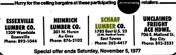 Schaff Lumber - Oct 1977 Ad